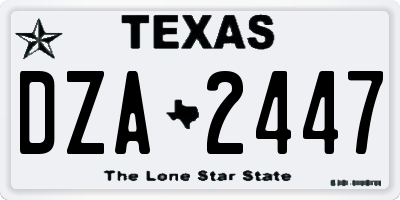 TX license plate DZA2447
