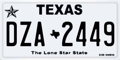 TX license plate DZA2449