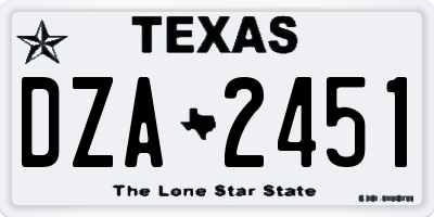 TX license plate DZA2451