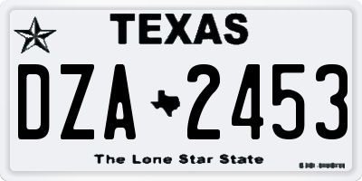 TX license plate DZA2453