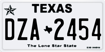 TX license plate DZA2454
