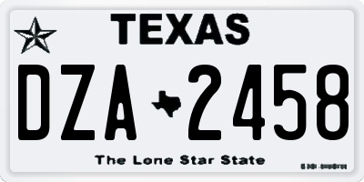 TX license plate DZA2458