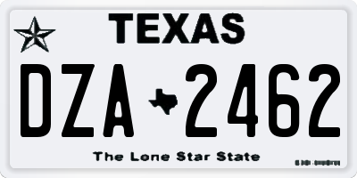 TX license plate DZA2462