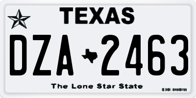 TX license plate DZA2463