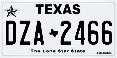TX license plate DZA2466