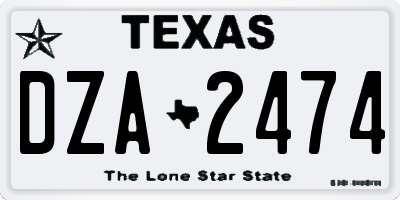 TX license plate DZA2474