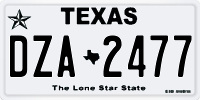 TX license plate DZA2477