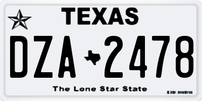 TX license plate DZA2478
