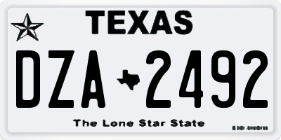 TX license plate DZA2492