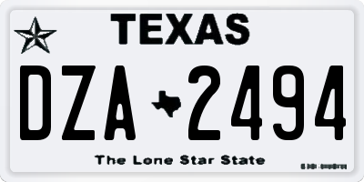TX license plate DZA2494