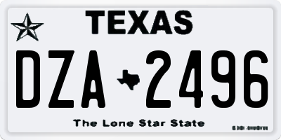 TX license plate DZA2496