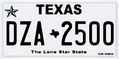 TX license plate DZA2500