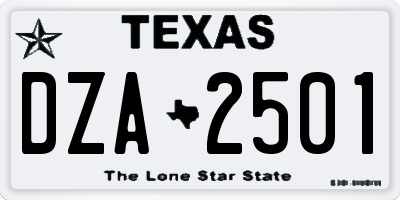 TX license plate DZA2501