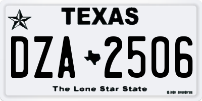 TX license plate DZA2506