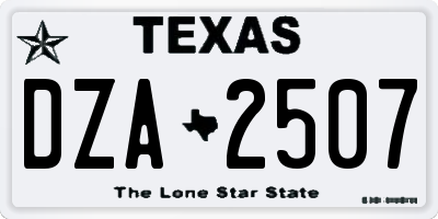 TX license plate DZA2507