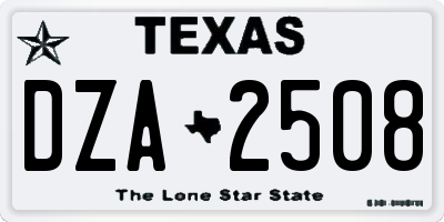 TX license plate DZA2508