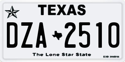 TX license plate DZA2510