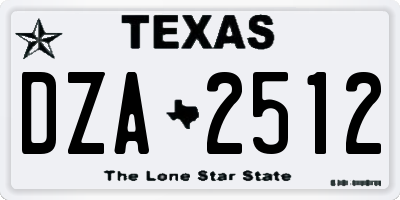 TX license plate DZA2512