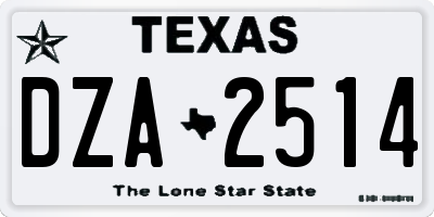 TX license plate DZA2514