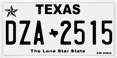 TX license plate DZA2515
