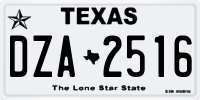 TX license plate DZA2516