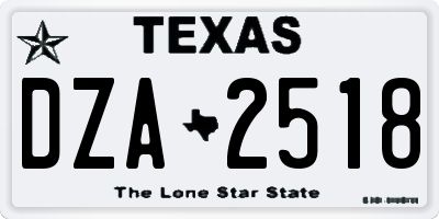 TX license plate DZA2518