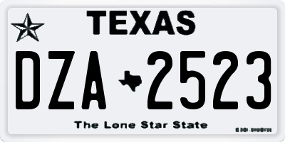 TX license plate DZA2523