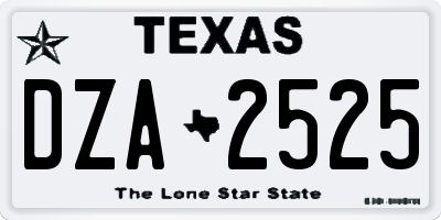 TX license plate DZA2525