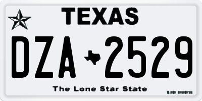 TX license plate DZA2529