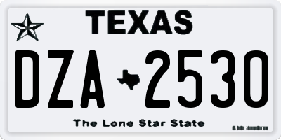 TX license plate DZA2530