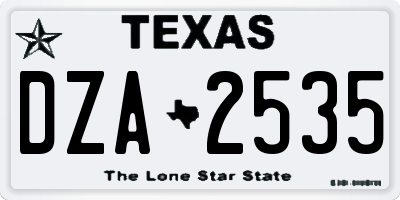 TX license plate DZA2535