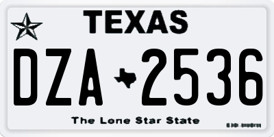 TX license plate DZA2536