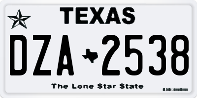 TX license plate DZA2538