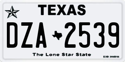TX license plate DZA2539