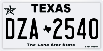 TX license plate DZA2540