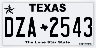 TX license plate DZA2543
