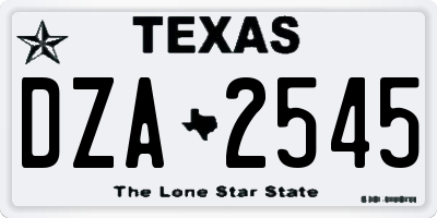 TX license plate DZA2545