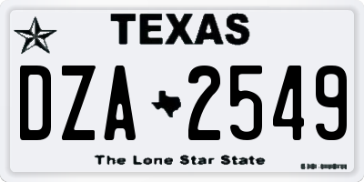 TX license plate DZA2549