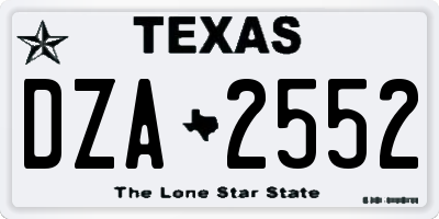 TX license plate DZA2552