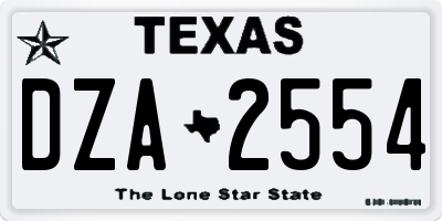 TX license plate DZA2554