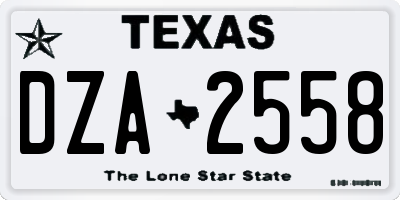 TX license plate DZA2558