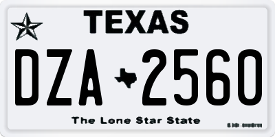 TX license plate DZA2560
