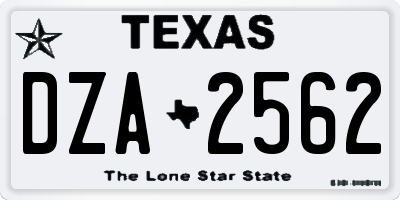TX license plate DZA2562