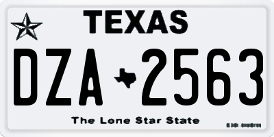 TX license plate DZA2563