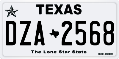 TX license plate DZA2568