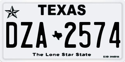 TX license plate DZA2574