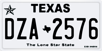 TX license plate DZA2576