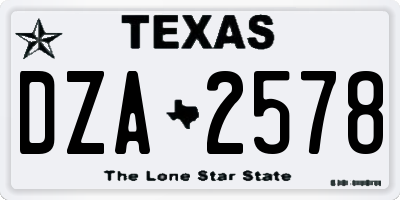 TX license plate DZA2578