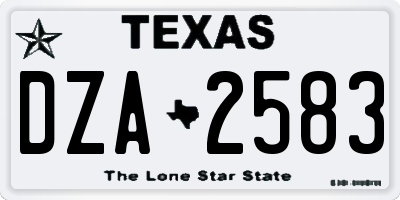 TX license plate DZA2583