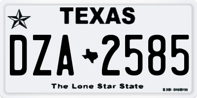 TX license plate DZA2585